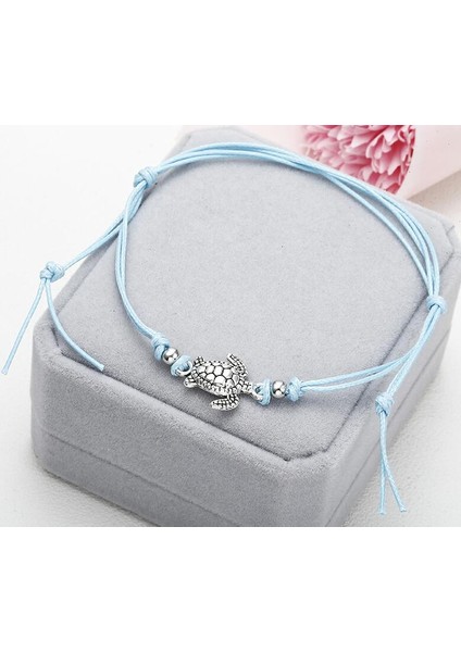 NS37 Mavi NS37 Yaz Plaj Kaplumbağası Şekilli Charm Halat Dize Halhal Kadınlar Için Ayak Bileği Bilezik Kadın Sandalet Bacak Zinciri Ayak Takı (Yurt Dışından)