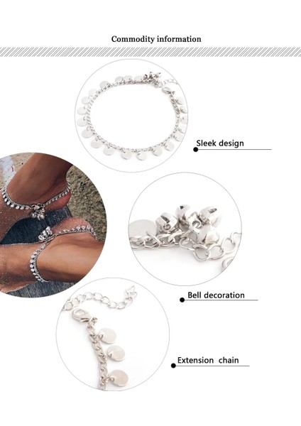 DR60-2 2021 Halhal Yalınayak Kadınlar Bacak Zinciri Plaj Ayak Mücevheri Bohemian Gümüş Renk Halhal Bilezik Bacak Üzerinde Moda Kalp Femal (Yurt Dışından) modelleri