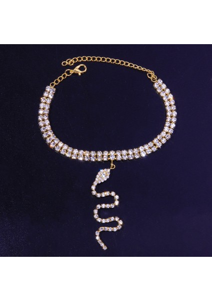 Gümüş Yılan Zinciri Stonefa Boho Kadınlar Için Sevimli Moda Yılan Halhal Zincir Ayak Hint Charm Rhinestone Kolye Halhal Bilezik Takı Hediyeler (Yurt Dışından)