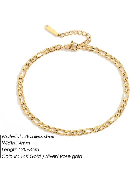 Altın Tarzı YF32825 - 4mm Emanco Halat Bağlantı Halhal Paslanmaz Çelik Kadınlar Için Ayak Aksesuarı Yaz Plaj Barefoot Sandalet Bilezik Ayak Bileği Hediyeler (Yurt Dışından)