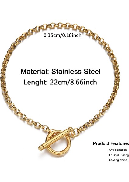 22CM Altın Rengi Paslanmaz Çelik Yuvarlak Zincir Ot Geçiş Halhal Ayak Zinciri Kadınlar Için Yaz Yoga Plaj Bacak Zinciri Halhal Takı Aksesuarları (Yurt Dışından)