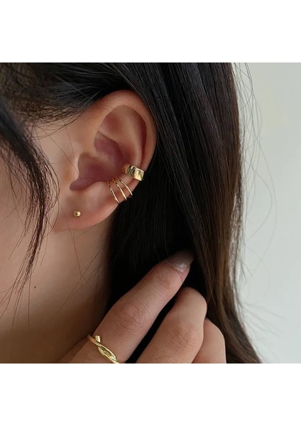 No.5 Boyutu Aomu 1 Adet Minimalist Metal Altın Gümüş Renk Earcuff Geometrik Yuvarlak Kulak Klipsi Kıkırdak Küpe Kadın Kulak Manşet Takı (Yurt Dışından) modelleri