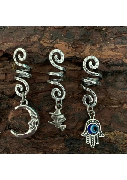 No.9 Boyutu Boncuk Kafatası Ham Kristal Pentagram Viking Spiral Sinsi Boncuklu Wicca Saç Örgüler Vintage Saç Aksesuarları Büyücülük Aksesuarları (Yurt Dışından) fırsatları