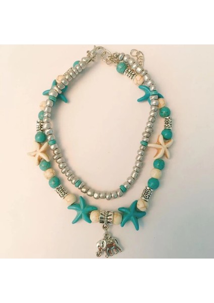 Fil Deniz Kaplumbağası Denizyıldızı Plaj Kabuğu Bacak Halhal Ayak Bileği Halhal Kadınlar Için Bilezik Boho Yalınayak Sandalet Bilezik Moda Takı (Yurt Dışından)