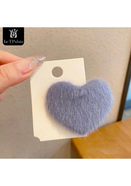 Saç Tokası Tarzı Mavi Le T Palais Peluş Kalp Kadın Klipler Kore Aşk Hairmple Saç Aksesuarları Yan Clolid Renkler Kız Güzel Barrette (Yurt Dışından)