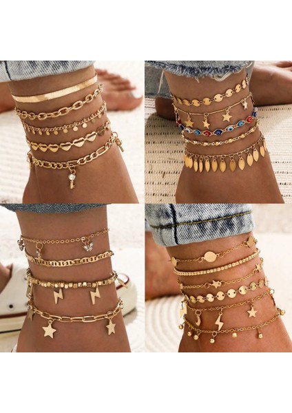 Denizyıldızı Dıezı Yeni Trendy Yaz Zinciri Halhal Kadın Kızlar Bohem Yıldız Aydınlatma Bacak Ayak Bileği Halhal Bilezik Plaj Boho Takı (Yurt Dışından) modelleri