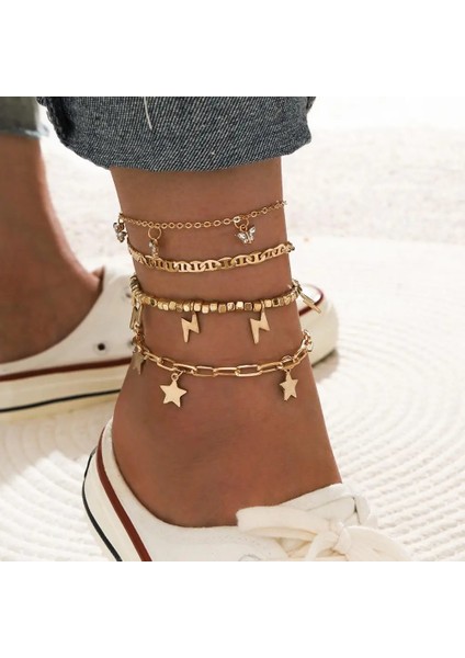 Denizyıldızı Dıezı Yeni Trendy Yaz Zinciri Halhal Kadın Kızlar Bohem Yıldız Aydınlatma Bacak Ayak Bileği Halhal Bilezik Plaj Boho Takı (Yurt Dışından) indirimleri