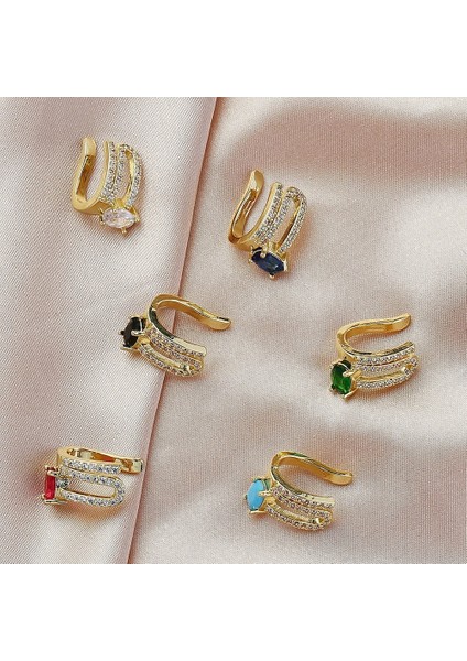 No.18 Beden 2021 Moda Altın Kulak Manşet Çapraz Klip Küpe Kadınlar Için Geometrape Mikro Açacağı Zirkon Küpe Piercing Olmadan Earcuff (Yurt Dışından)