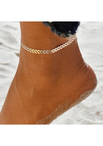 NO.50181 Beden Bohemian Ok Halhal Bilezik Kadınlar Için Punk Metal Zincir Pullu Halhal Yaz Plaj Halhal Kadın Yalınayak Bacak Zinciri Takı (Yurt Dışından) fiyatları