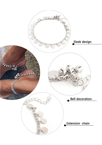 Gümüş Rengi Bohemian Halhal Punk Retro Rüzgar Metal Yuvarlak Çan Ayak Bileği Bilezik Yüksek Li Bayanlar Püskül Takı Plaj Zinciri Kadın Için (Yurt Dışından) fırsatları