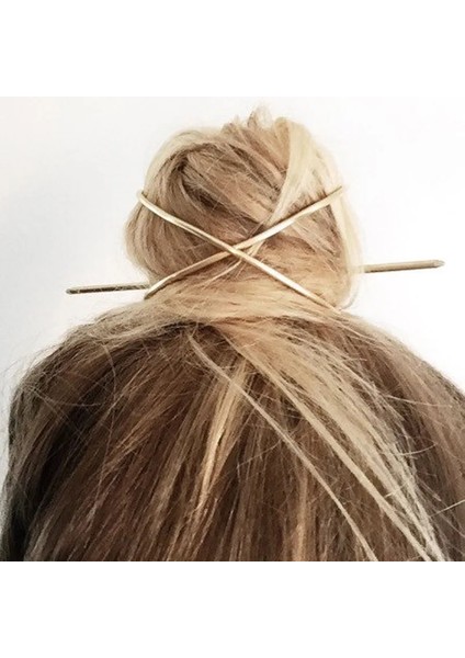 FJ309G Moda Saç Sopa Boho Geometrik Saç Aksesuarları Altın Dolgulu x Şekilli Bun Tutucu Kafes Saç Kadınlar Için Hairwear Takı (Yurt Dışından) fiyatları