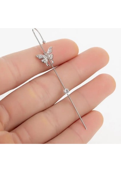 Altın Tarzı NO.115 Beden Yeni Kulak Iğne Sarma Paletli Kanca Küpe Womeurround Auricle Diyagonal Damızlık Bakır Kakma Zirkon Piercing Küpe 1 Adet (Yurt Dışından)