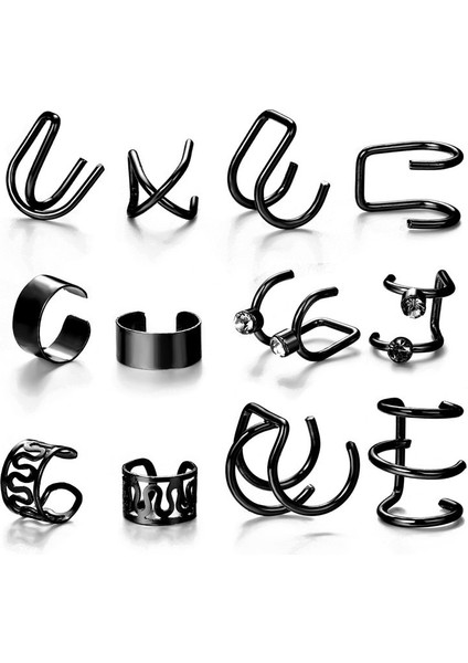 NO.64099 Boyut Tobılo Moda Basit Çapraz Klip Küpe Kadınlar Kızlar Için Sevimli Altın Gümüş Renk Punk Kulak Manşet Klip Piercing Jewerly Olmadan (Yurt Dışından)