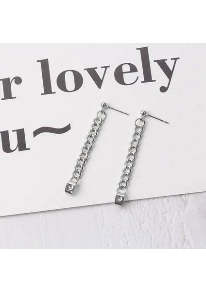 No.4 Boyutu Erkekler Düzensiz Üçgen Uzun Zincirli Nötr Takı Küpe Tek Kulak Havalı Kabuklu Sapanlar Piercing (Yurt Dışından)