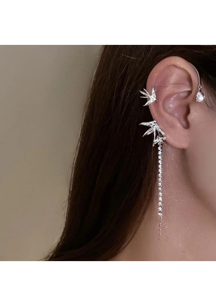 B-Sol Kulak Moda Kristal Kelebek Küpe Üzerinde Klip Inci Boncuk Kulak Manşet Uzun Püsküller Charm Hollow Kulak Klipsi Takı Hediyeler (Yurt Dışından) indirimleri