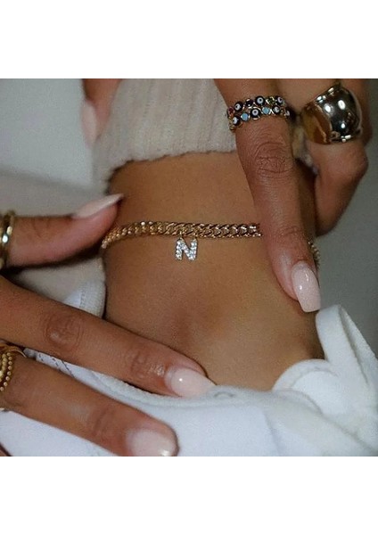 Ltter M Rhinestone Mektup Kolye Kadınlar Için Basit Metal Zincir Halhal Baş Harfleri Adı Alfabe Kadın Partisi Moda Takı (Yurt Dışından) fiyatları