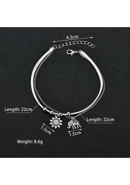 Fil Bohemian Çok Katmanlı Halhal Kadınlar Için Retro Fil Güneş Sarkık Halat Askı Ayak Bileği Zinciri Plaj Takı Bilezikler Ayak Bacak Zinciri (Yurt Dışından) modelleri