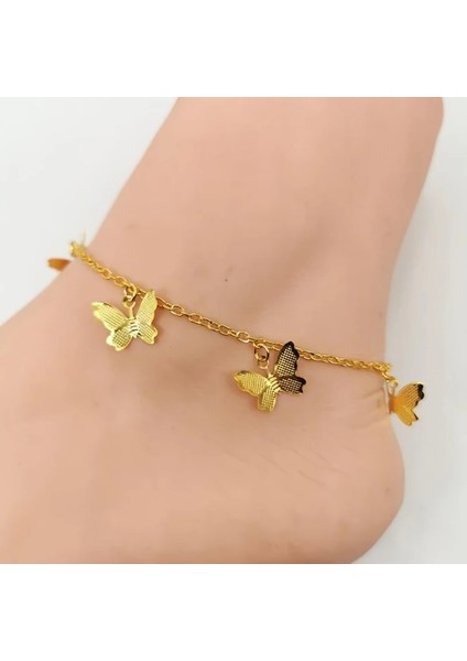 4 Gümüş Kelebek Yeni Moda Kelebek Halhal Kadınlar Için Altın Gümüş Renk Zincir Ayak Bileği Bilezik Bacak Üzerinde Bohem Ayak Takı (Yurt Dışından) modelleri