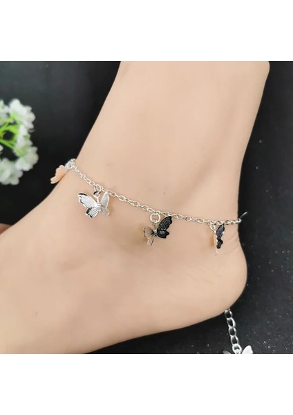 4 Gümüş Kelebek Yeni Moda Kelebek Halhal Kadınlar Için Altın Gümüş Renk Zincir Ayak Bileği Bilezik Bacak Üzerinde Bohem Ayak Takı (Yurt Dışından) fırsatları