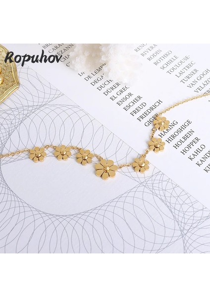 Altın Gül Ropuhov Yeni Lver Fransız Sınır Ötesi Ünlü Basit Küçük Taze Çiçek Halhal Titanyum Kaplama Ayak Süsleme Halhal (Yurt Dışından) fırsatları