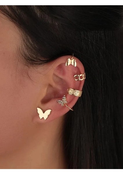 B2504-1 G Zirkon Kelebek Küpe Manşet Kulak Klipsi Kadınlar Kızlar Için Moda Kulak Kancası Hiçbir Piercing Yapraklar Küpe Düğün Takı Hediye (Yurt Dışından)