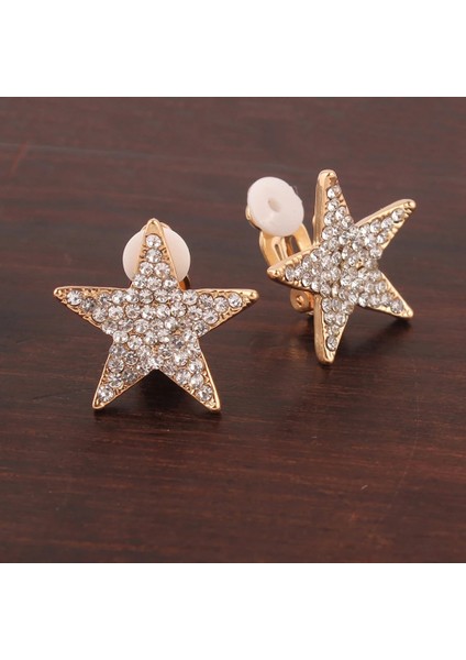 A4 Klipsli Kore Tarzı Rhinestone Kristal Yıldız Su Damlası Klipsli Küpe Delinmiş Moda Muhteşem Hiçbir Kulak Deliği Küpe Olmadan (Yurt Dışından) indirimleri
