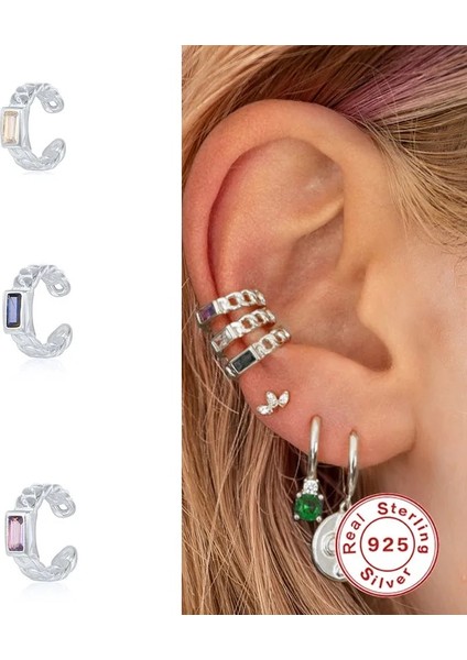 No.1 Boyutu 1 Adet Trendy Pendientes Plata 925 Zirkon Kulak Manşet Klip Kadınlar Için Küpeler Earcuff Faux Piercing Küpe Gümüş Takı (Yurt Dışından) modelleri