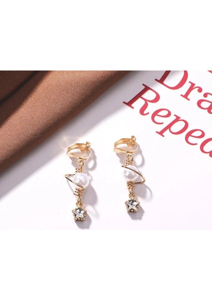 B Kore Mavi Parlak Kristal Inci Geometrik Kadınlar Klipsli Küpeler Sözleşmeli Tatlı Güzel Moda Olmayan Delici Küpeler Takı (Yurt Dışından) modelleri