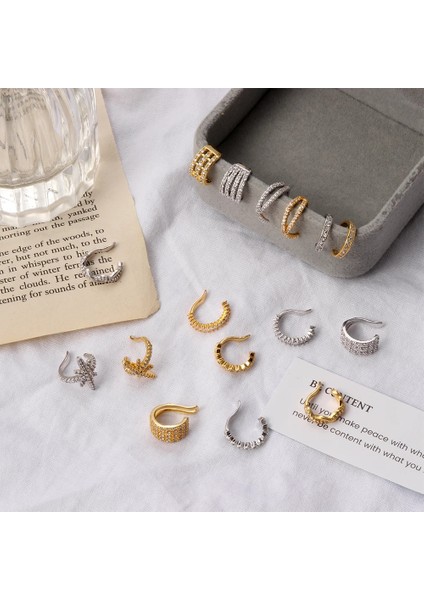 G2 Helix Kıkırdak Kabuklu Sahte Piercing Takı Kadın Erkek Ayarlanabilir Cz Kulak Manşet Hiçbir Piercing Kabuklu Manşet Küpe (Yurt Dışından)