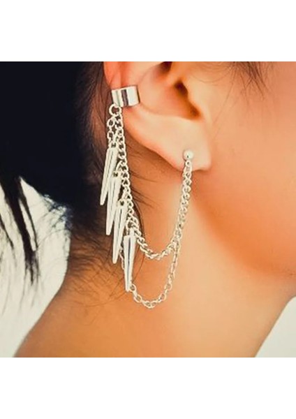 A6 Çapraz ve Minik Kalp Charm Kıkırdak Zincir Küpe (Yurt Dışından) modelleri