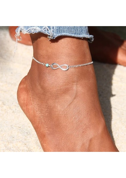 Gümüş Rengi Yeni Moda Gümüş Kaplama Aşk Infinity Şanslı Kadınlar Için 8 Boncuk Zincir Halhal Plaj Charm Bilezik Ayak Takı Kız Hediye (Yurt Dışından) fiyatları