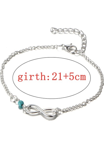 Gümüş Rengi Yeni Moda Gümüş Kaplama Aşk Infinity Şanslı Kadınlar Için 8 Boncuk Zincir Halhal Plaj Charm Bilezik Ayak Takı Kız Hediye (Yurt Dışından) modelleri