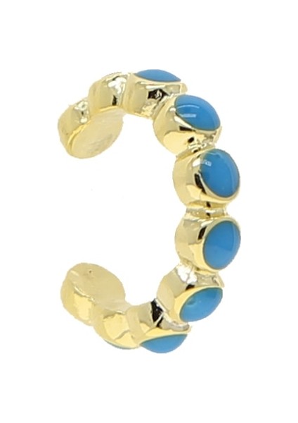 Mavi 1 Parça Hiçbir Piercing Kulak Manşet Renkli Neon Emaye Kız Kadın Takı Kulak Kemik Yuvarlak Boncuk Küpe Üzerinde Klip (Yurt Dışından)