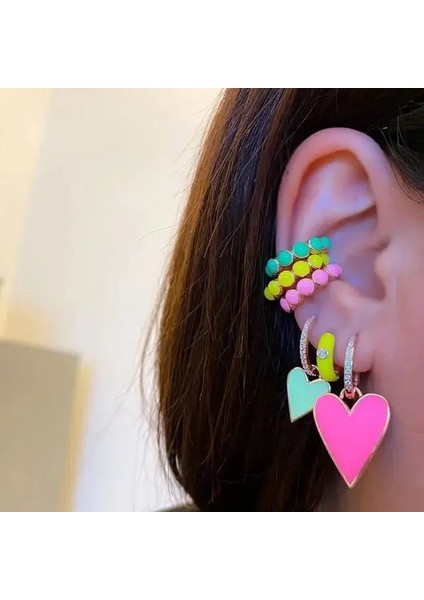 Mavi 1 Parça Hiçbir Piercing Kulak Manşet Renkli Neon Emaye Kız Kadın Takı Kulak Kemik Yuvarlak Boncuk Küpe Üzerinde Klip (Yurt Dışından) fiyatları