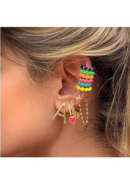 Mavi 1 Parça Hiçbir Piercing Kulak Manşet Renkli Neon Emaye Kız Kadın Takı Kulak Kemik Yuvarlak Boncuk Küpe Üzerinde Klip (Yurt Dışından) modelleri