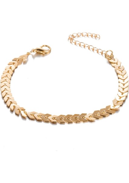 Altın Rengi Bohemian Ok Halhal Bilezik Kadınlar Için Punk Metal Zincir Pullu Halhal Yaz Plaj Halhal Kadın Yalınayak Bacak Zinciri Takı (Yurt Dışından)