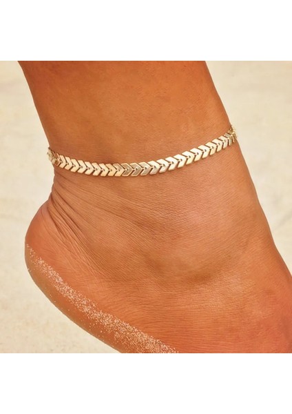 Altın Rengi Bohemian Ok Halhal Bilezik Kadınlar Için Punk Metal Zincir Pullu Halhal Yaz Plaj Halhal Kadın Yalınayak Bacak Zinciri Takı (Yurt Dışından) fiyatları