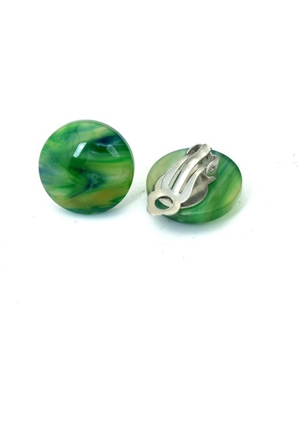 Renk 2 Kore Geometrik Yuvarlak Reçine Klip Piercing Olmadan Küpe Kadınlar Kulak Takı Olmayan Deldi Yeşil Kırmızı Manşet Küpe (Yurt Dışından)