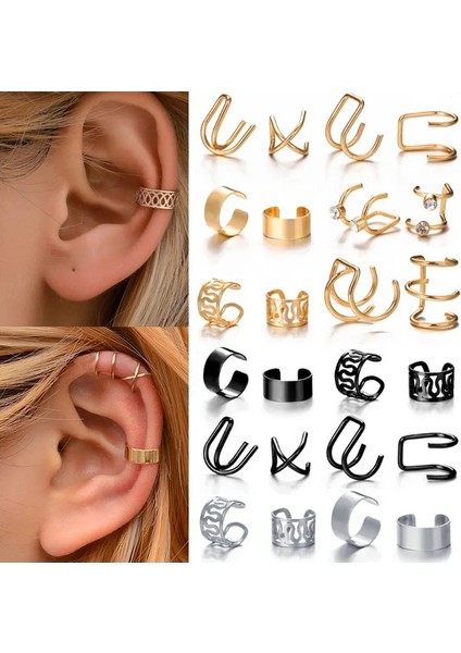 E01778 Tobılo Bohemian Altın Renk Kulak Manşetleri Yaprak Klip Küpe Kadın Dağcılar Için Hiçbir Piercing Basit Sahte Kıkırdak Küpe Aksesuarları (Yurt Dışından)