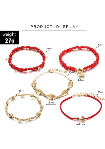 Kırmızı Docona Boho Shell Kırmızı Boncuklu Halhal Kadınlar Için Çok Katmanlı Denizyıldızı Kristal Kolye Ayak Zincirleri Bayanlar Plaj Takı 8801 (Yurt Dışından) modelleri