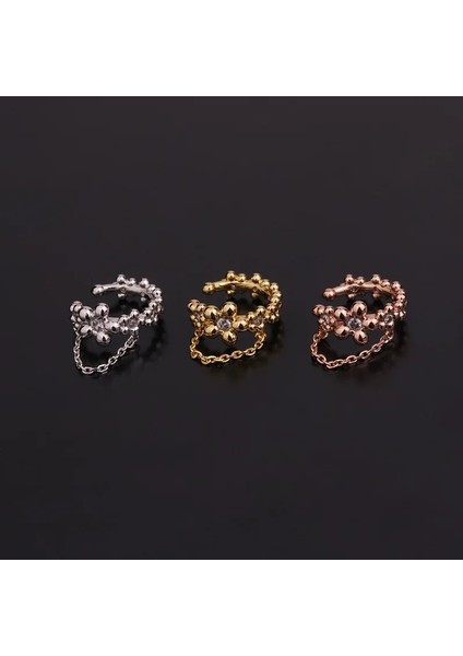 E Gül Altın Rystal Heart Kulak Manşet Cz Saplama Küpe Kadınlar Için Sahte Piercing Helix Kıkırdak Tragus Yüzük Kulak Manşet Delici Olmayan Kulak Klipleri (Yurt Dışından)