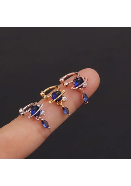 E Gül Altın Rystal Heart Kulak Manşet Cz Saplama Küpe Kadınlar Için Sahte Piercing Helix Kıkırdak Tragus Yüzük Kulak Manşet Delici Olmayan Kulak Klipleri (Yurt Dışından)