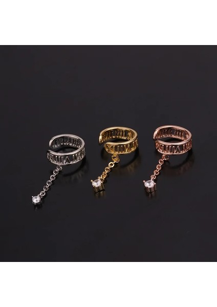 E Gül Altın Rystal Heart Kulak Manşet Cz Saplama Küpe Kadınlar Için Sahte Piercing Helix Kıkırdak Tragus Yüzük Kulak Manşet Delici Olmayan Kulak Klipleri (Yurt Dışından)