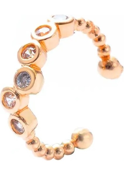 08 Altın Çift U-Şekilli Kulak Kristal Klip Küpe Kadınlar Için Yeni Metal Zirkon Küpe Takı Kore Basit Çift Hat Kulak Klip Küpe (Yurt Dışından)