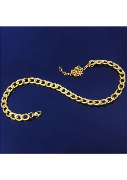 A1003 Yeni Paslanmaz Çelik Altın Renk Curb Küba Zincir Halhal Kadınlar Için Plaj Ayak Takı Bacak Zinciri Ayak Bileği Bilezikler Kadın Aksesuarları (Yurt Dışından) fırsatları