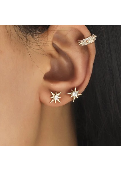 5'i Ayarla Y Kristal Rhinestone Klip Küpe Kadınlar Için Kulak Manşet Hiçbir Piercing Yaprak Sarma Kulak Damızlık Basit Takı Brinco Bijoux (Yurt Dışından)