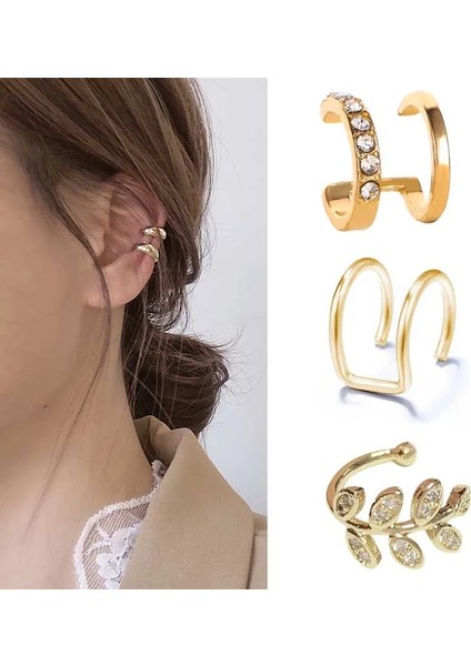 E034JIN Moda Küçük Kulak Manşet Küpe Kadınlar Için Kulak Klipsi Altın Renk Hiçbir Piercing Sahte Kıkırdak Küpe (Yurt Dışından) fiyatları