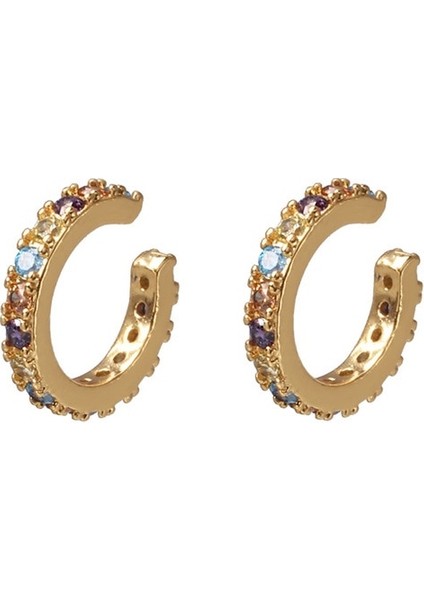 Bakır Çok Renkli Yeni Moda Altın Cz Zirkon Klipsli Küpe Kadınlar Için Trendy C Şekilli Küçük Kulak Manşet Seti Gelin Düğün Earclip Takı Hiçbir Deldi (Yurt Dışından)