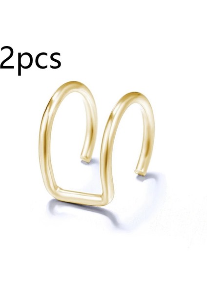 2 Adet Ben 2021 Moda Altın Yaprak Klip Küpe Piercing Olmadan Kadınlar Için Puck Rock Vintage Kristal Kulak Manşet Kız Takı Hediyeler (Yurt Dışından)