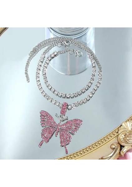 004702SL Bynouck Büyük Rhinestone Tenis Halhal Zinciri Kadınlar Için Kristal Kelebek Charms Takı Çok Katmanlı Ayak Bilezik Lüks Takı (Yurt Dışından) indirimleri